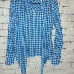 J crew size 00 blouse blue and white